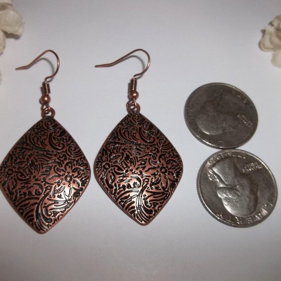 Boho Copper Earrings Dangle Drop Rustic Costume Fashion Jewelry Set Pair C128 - Picture 2 of 4